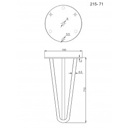Noga Hairpin 71cm stalowa szara G71