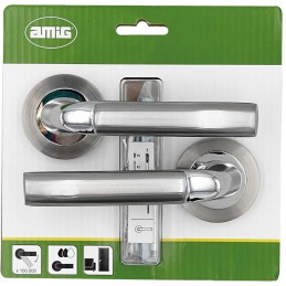 Klamka drzwiowa na okrągłych szyldach nikiel satyna mod. HISA RX