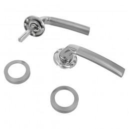 Klamka drzwiowa na okrągłych szyldach nikiel satyna mod. HISA RX