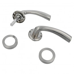 Klamka drzwiowa na okrągłych szyldach nikiel satyna mod. MIKA RX