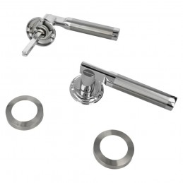 Klamka drzwiowa na okrągłych szyldach nikiel satyna mod. RUMI RX