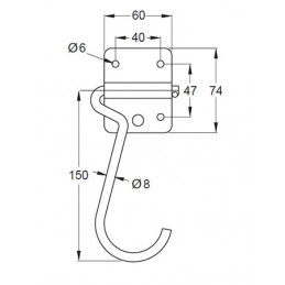 Hak na rower, składany, krótki przykręcany ref. 173