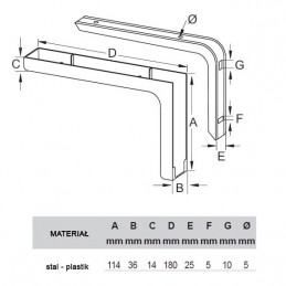 Wspornik półki kość słoniowa 114x180mm mod. LEONARDO, 2szt.