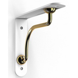 Wspornik półki stalowy biały/mosiądz 180x230mm PALLADIO 23