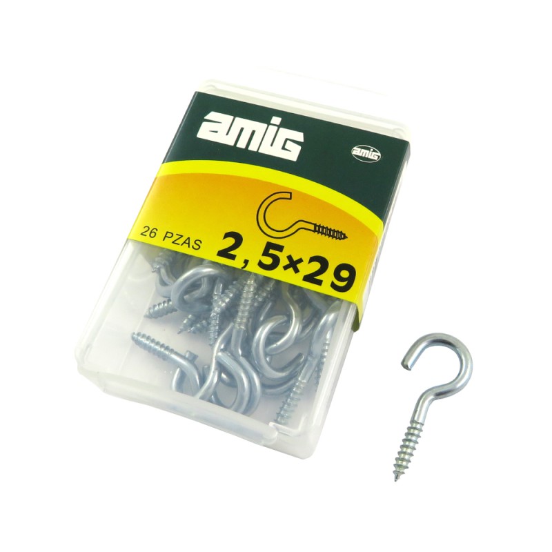 Hak półpełny haczyk wkręcany 2,5x29mm cynkowany 26szt.