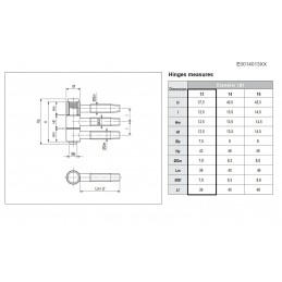 Zawias wkręcany 13x38 chrom mat AGB Tria