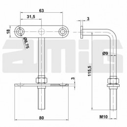 Wspornik poręczy 21 czarny