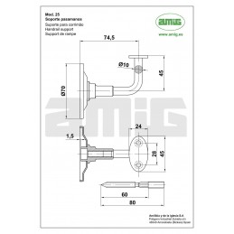 Wspornik poręczy stal nierdzewna INOX mod. 25