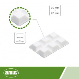 Odbojnik przyklejany Stoper meblowy 20x20mm biały 12szt. DIS mod.413