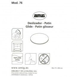 Podkładka ślizg do mebli z teflonu PTFE 38mm szary przyklejany 4szt. mod.76