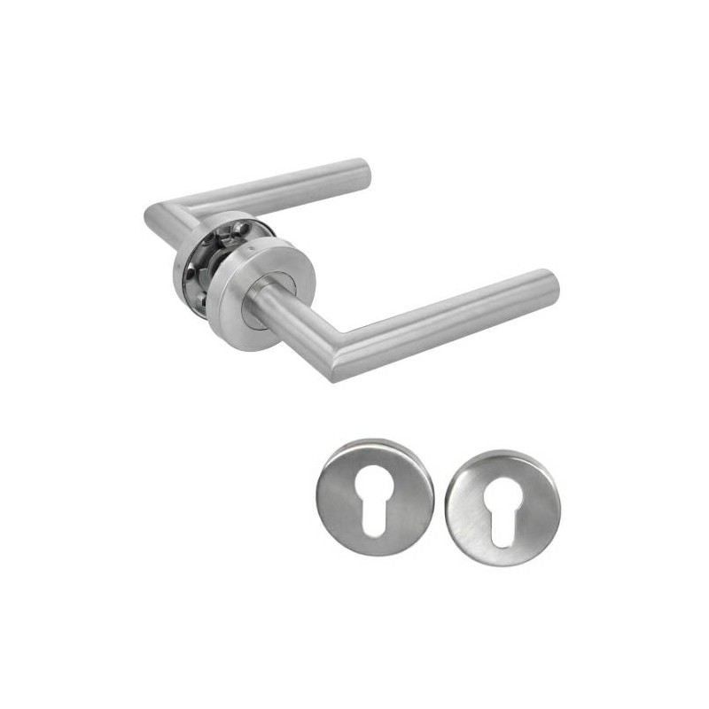 Klamka z rozetami na wkładkę 53mm INOX mod. AMIG 7RBX economic