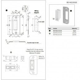 Zaczep EASY-FIX 82x34x1,2mm najazd 13mm niklowany