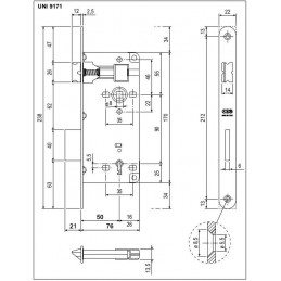 Zamek drzwiowy na klucz 90/50 niklowany F22 prost. PATENT GRANDE