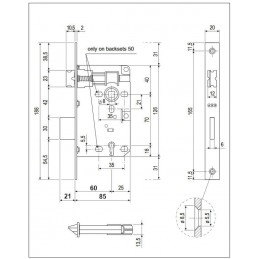 Zamek na klucz 70/60 niklowany F20x188 prost. PATENT Piccola