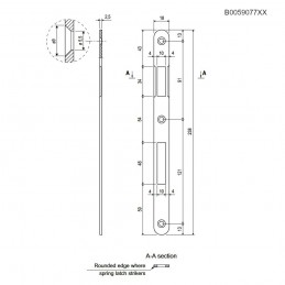 Zaczep 18x238mm końce chrom mat zaokrąglone do zamków PATENT