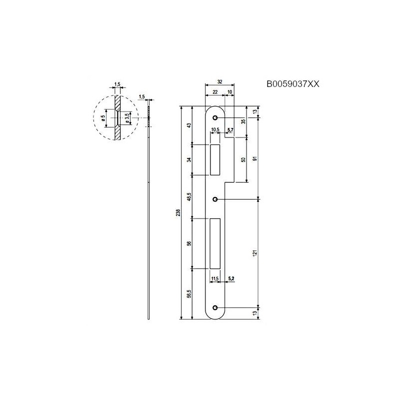 Zaczep PATENT F22/238 naj. okr. n.brąz