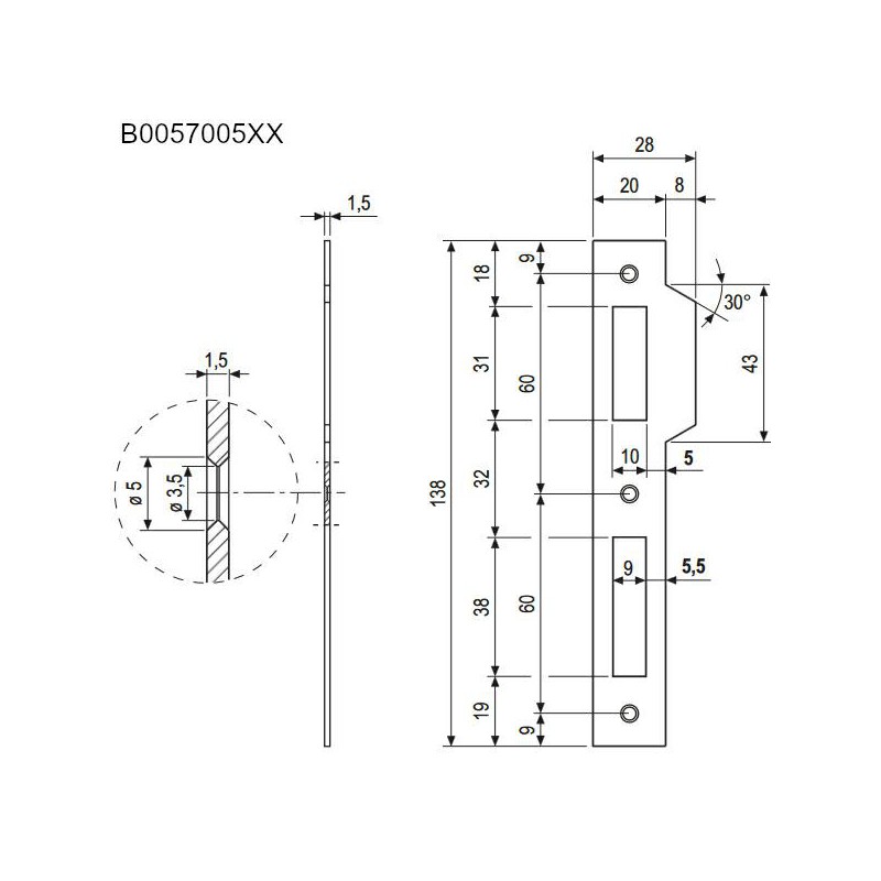 Zaczep PATENT Pi F20/138 naj. kwa.n.brąz
