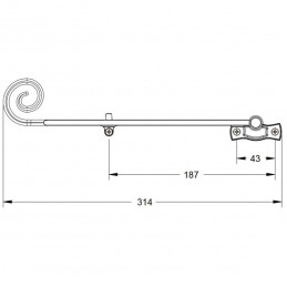 Ogranicznik okienny Blokada otwarcia Monkey Tail 314mm czarny