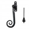 Klamka okienna Monkey Tail z blokadą Lewa czarny antyk