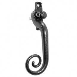 Klamka okienna Monkey Tail z blokadą Lewa czarny antyk