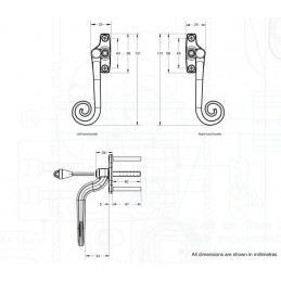Klamka okienna Monkey Tail z blokadą Prawa czarna