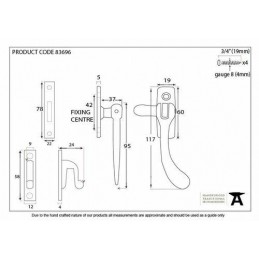 Klamka okienna Pear Drops mosiężna
