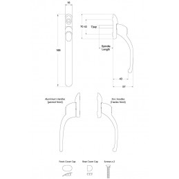 Klamka okienna z blokadą na kluczyk czarna CONN Esp 40