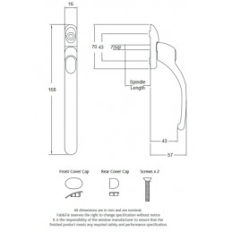 Klamka okienna z blokadą na kluczyk chrom hardex CONN Esp 40