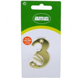 Cyfra 3 mosiężna 5cm przykręcana