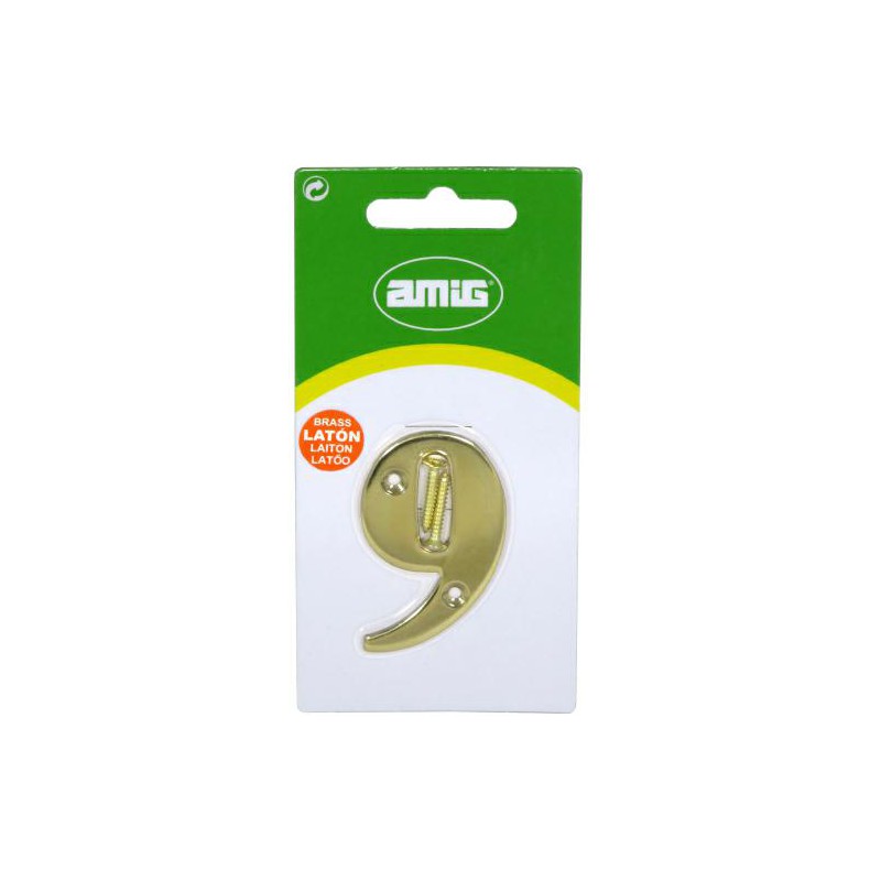 Numer 9 - 5cm mosiężny