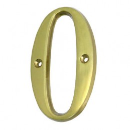 Cyfra 0 mosiężna 10cm przykręcana