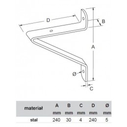Wspornik półki stalowy biały 240x240mm mod. BELLUCCI
