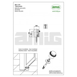 Odbój drzwiowy 20x30mm INOX odbojnik podłogowy mod.301
