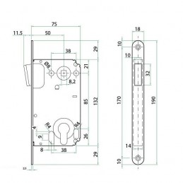 Zamek magnetyczny na wkładkę 85/50 chrom połysk Bonaiti Twin