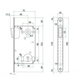 Zamek magnetyczny na klucz 90/50 chrom połysk Bonaiti Twin