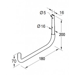 Hak pojedynczy 18cm z gumą, ref. 373