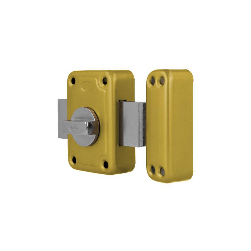 Zamek wierzchni bębenkowy 96x66mm złoty mod. 80