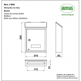 Skrzynka na listy 295x210x62mm mod.2 MINI czarna matowa