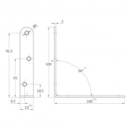 Kątownik montażowy 100x100x19mm żółty ocyn mod. 3 EAN