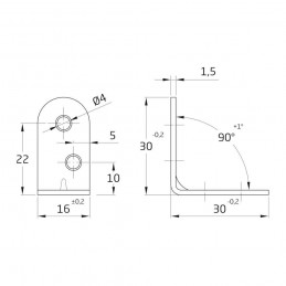 Kątownik montażowy budowlany 30x30x16mm biały mod.3