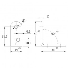 Kątownik montażowy budowlany 40x40x19mm biały mod.3