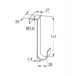 Wieszak na drzwi lub kaloryfer 117mm stalowy fuksja Double ref.518