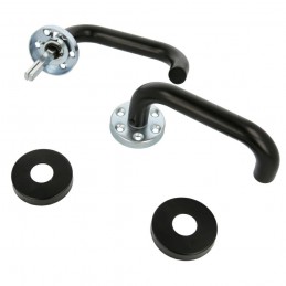 Klamki drzwiowe czarne tzw. bezpieczne mod. 3RX okrągłe rozety