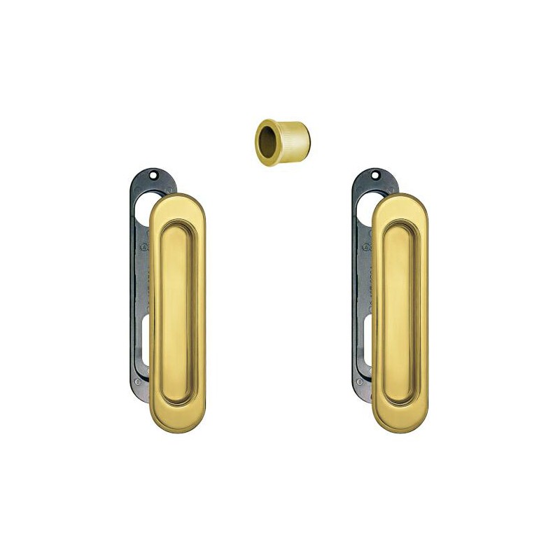 Uchwyty wpuszczane owalne 152x36mm mosiądz mod. SCIVOLA-F + uchwyt na palec