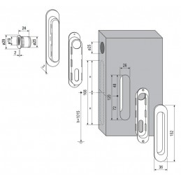 Uchwyty wpuszczane owalne 152x36mm mosiądz mod. SCIVOLA-F + uchwyt na palec