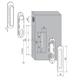 Uchwyty wpuszczane owalne mos. chrom satyna SCIVOLA-F
