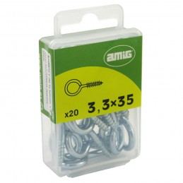 Haczyk wkręcany 3,3x35mm oczko 10mm cynkowany 20szt.