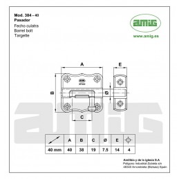 Zasuwka 384-40 czarna