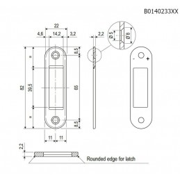 Zaczep EASY-FIX 22x82x2,2mm z regulacją nikiel połysk do zamków Polaris, Mediana Evolution i Centro