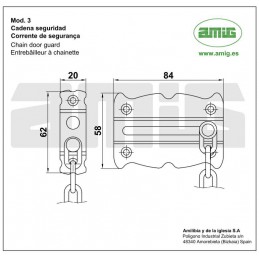 Łańcuch drzwiowy luźny 21cm - 58x84mm czarny mod.3